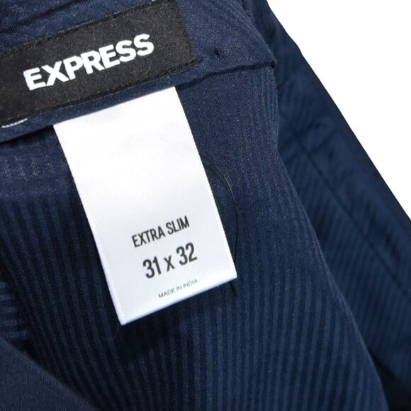 Express Navy Wool Blend Dress Pants Tagged 31x32 (Actual 31x29) Extra Slim - Picture 6 of 10